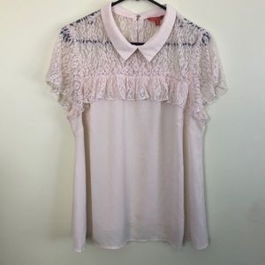 Modcloth cream ruffled blouse
